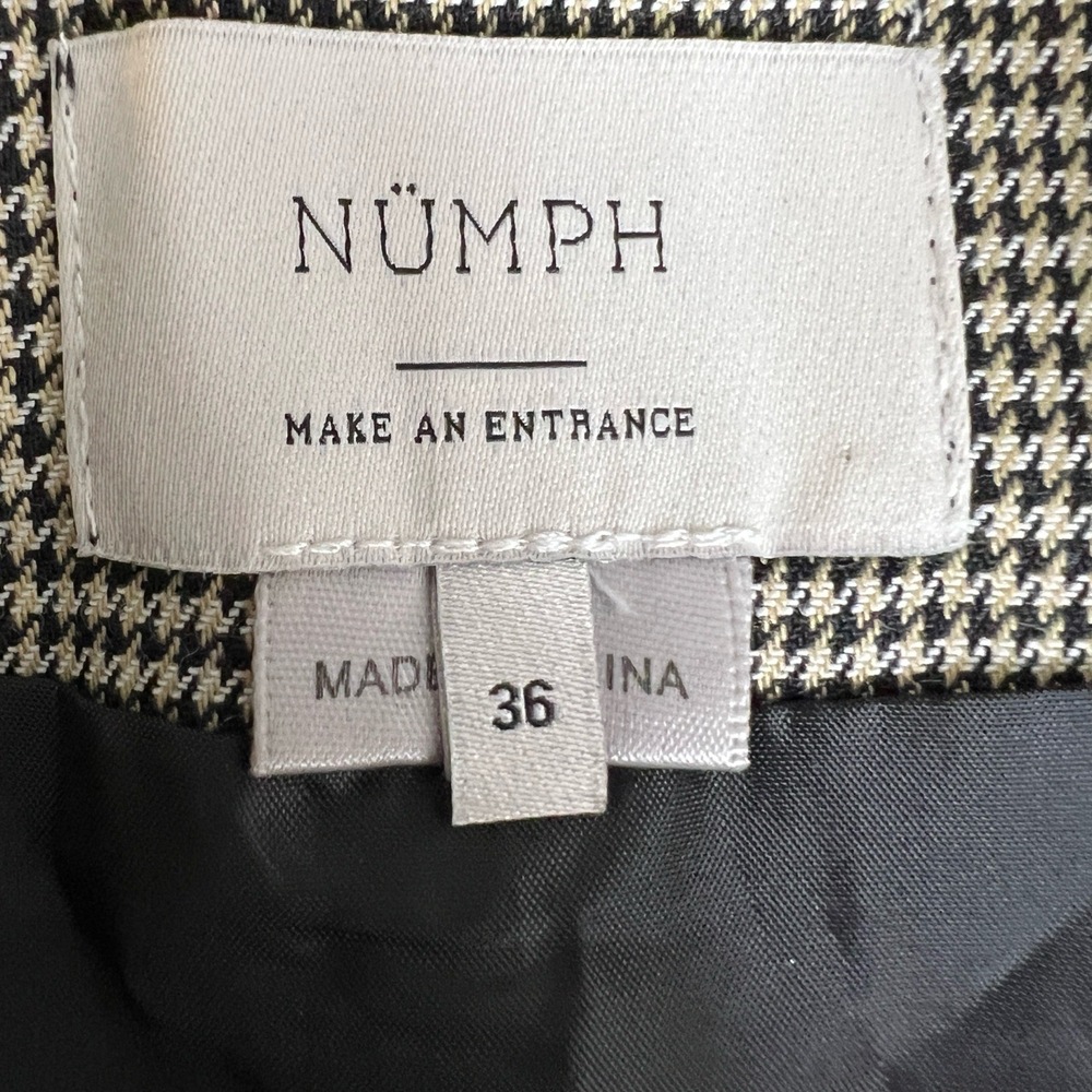 Nümph Dacey Skirt Houndstooth Button Front Mini A-Line Asymmetrical EU 36 US‎ 4 - Picture 4 of 5